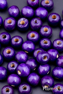 Perles en bois - Ø 10 mm, trou 3 mm - violet